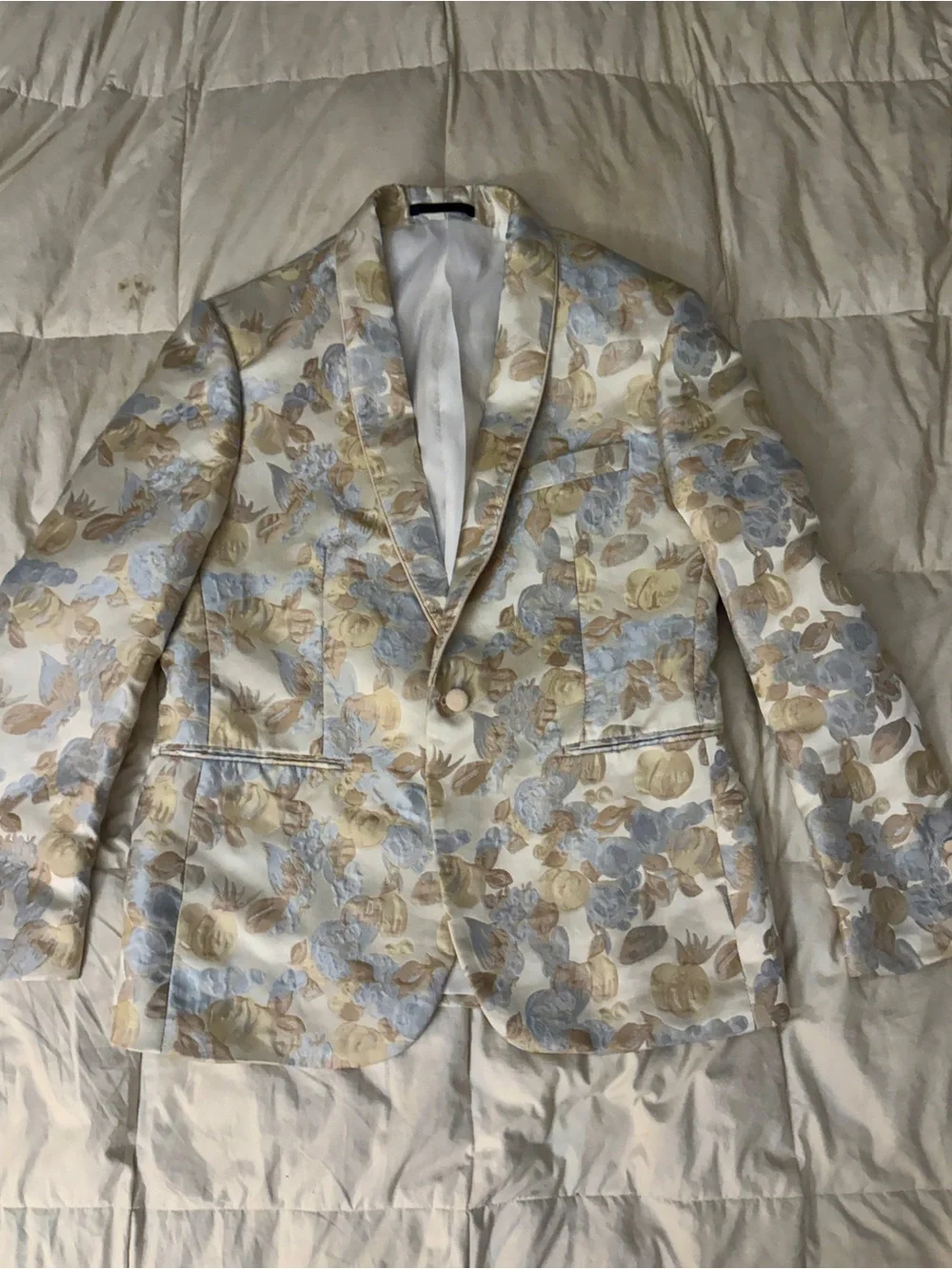 Tazzio Europa 42R Floral 3 Piece Skinny Fit Suit Vest Pants